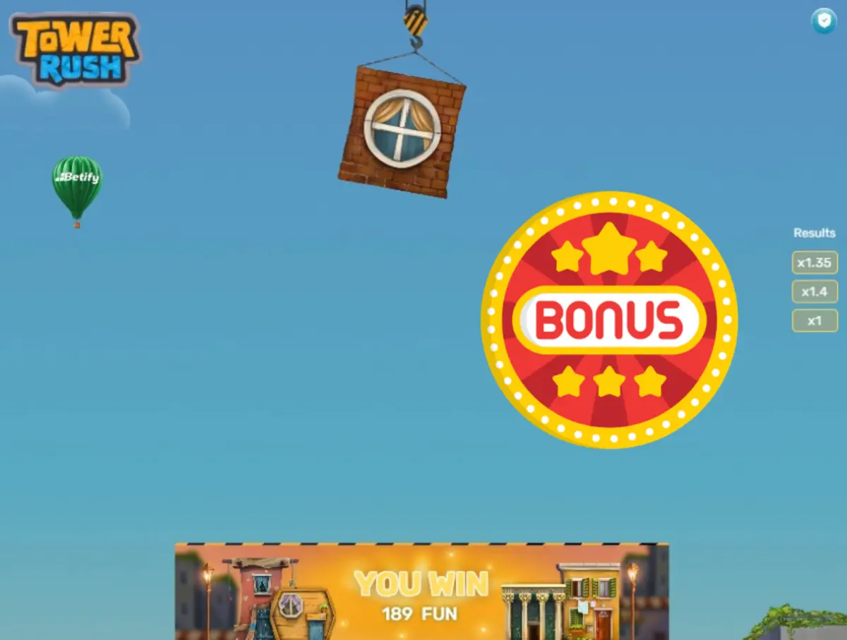 Tower Rush écran bonus YOU WIN